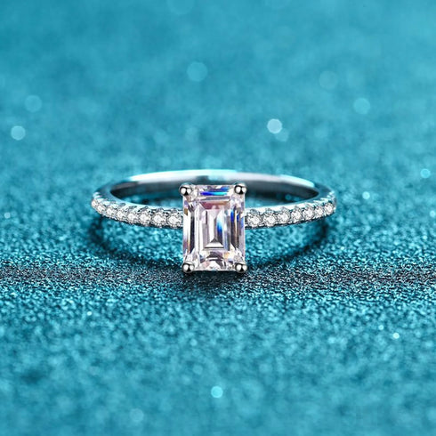 Emarald Cut Moissanite Engagement Ring Cat Jewelry